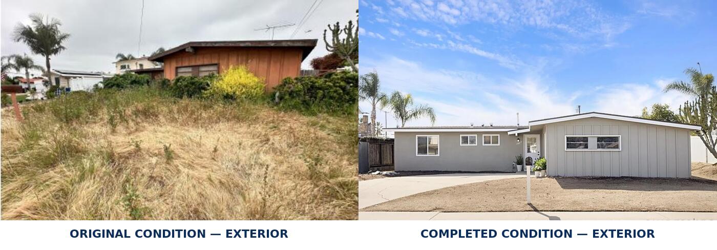 Oneonta Avenue exterior before and after rehabilitation
