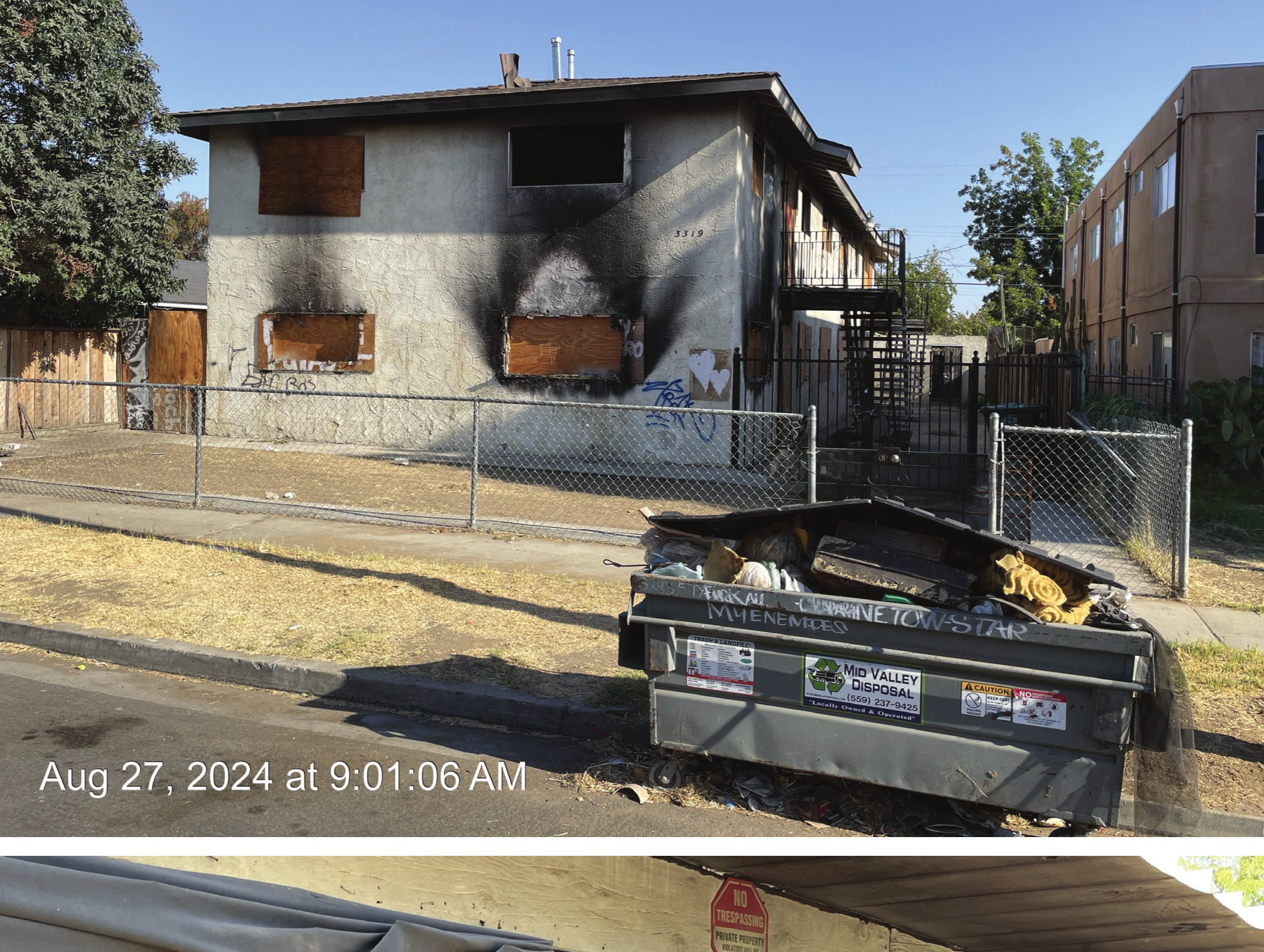 Tyler Avenue fire-damaged exterior before receivership