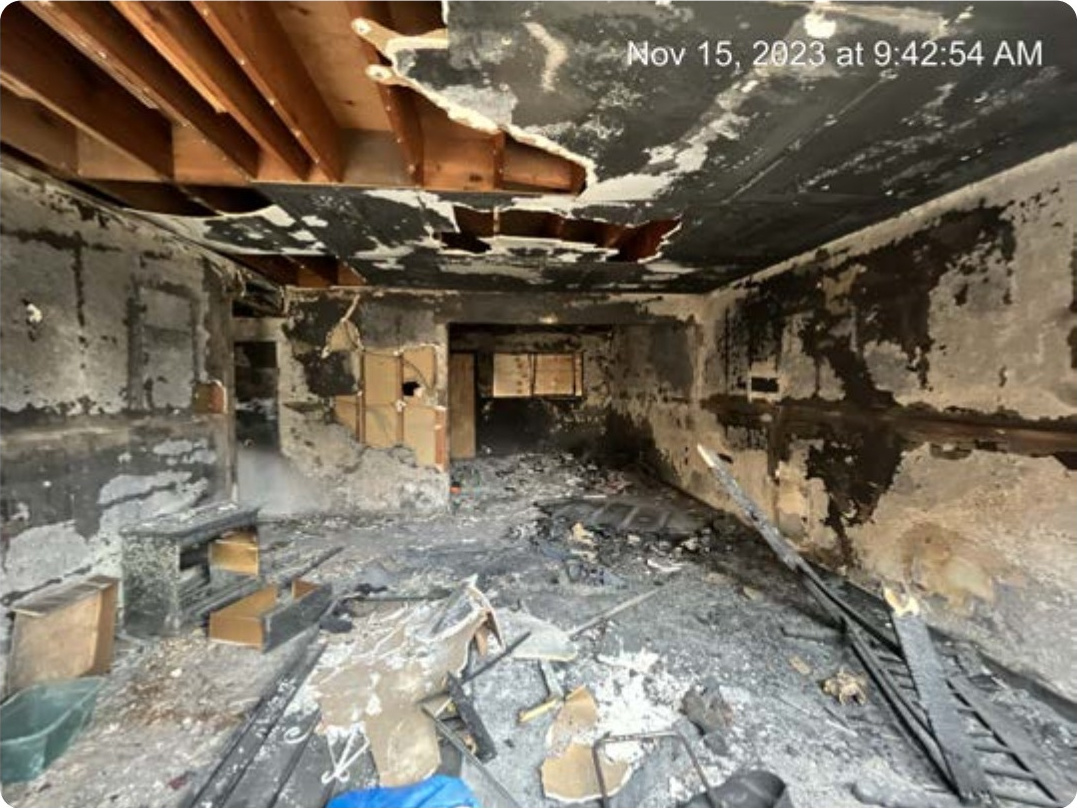 Tyler Avenue fire-damaged interior before receivership rehabilitation